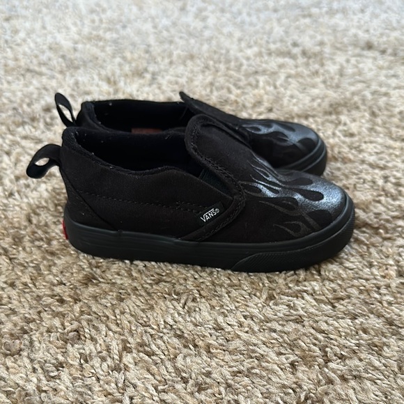 Vans Kids Black Flame Slip-On Shoes - Picture 3 of 6